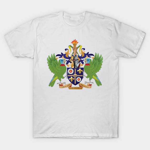 St Lucia Coat of Arms T-Shirt by IslandConcepts